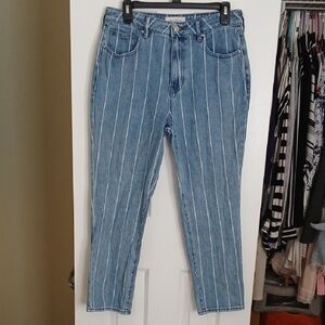 PacSun Blue and White Striped Straight Leg Jeans